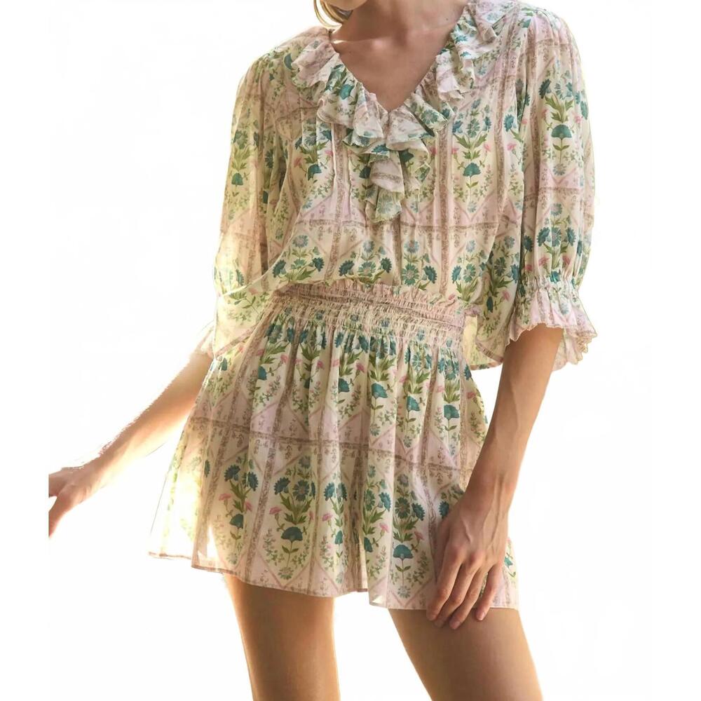 NEW HUNTER BELL jemma short in pink trellis